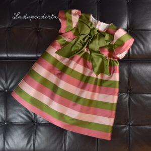 【La stupenderia 】 キッズ リボン ボーダー ワンピース