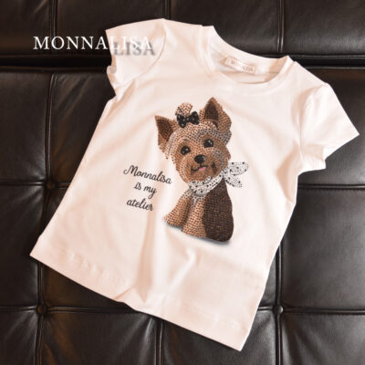 【NEW】MONNALISA【モナリザ】ラインストーン Tシャツ