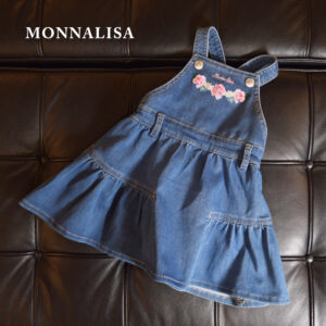 【NEW】【MONNALISA モナリザ】キッズ デニムジャンパースカート｜デニム ティアード ワンピース