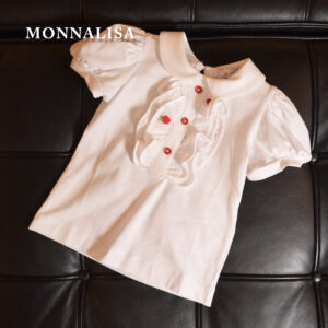 【NEW】  【MONNALISA モナリザ】キッズ フリル ブラウス｜パフスリーブ半袖トップス